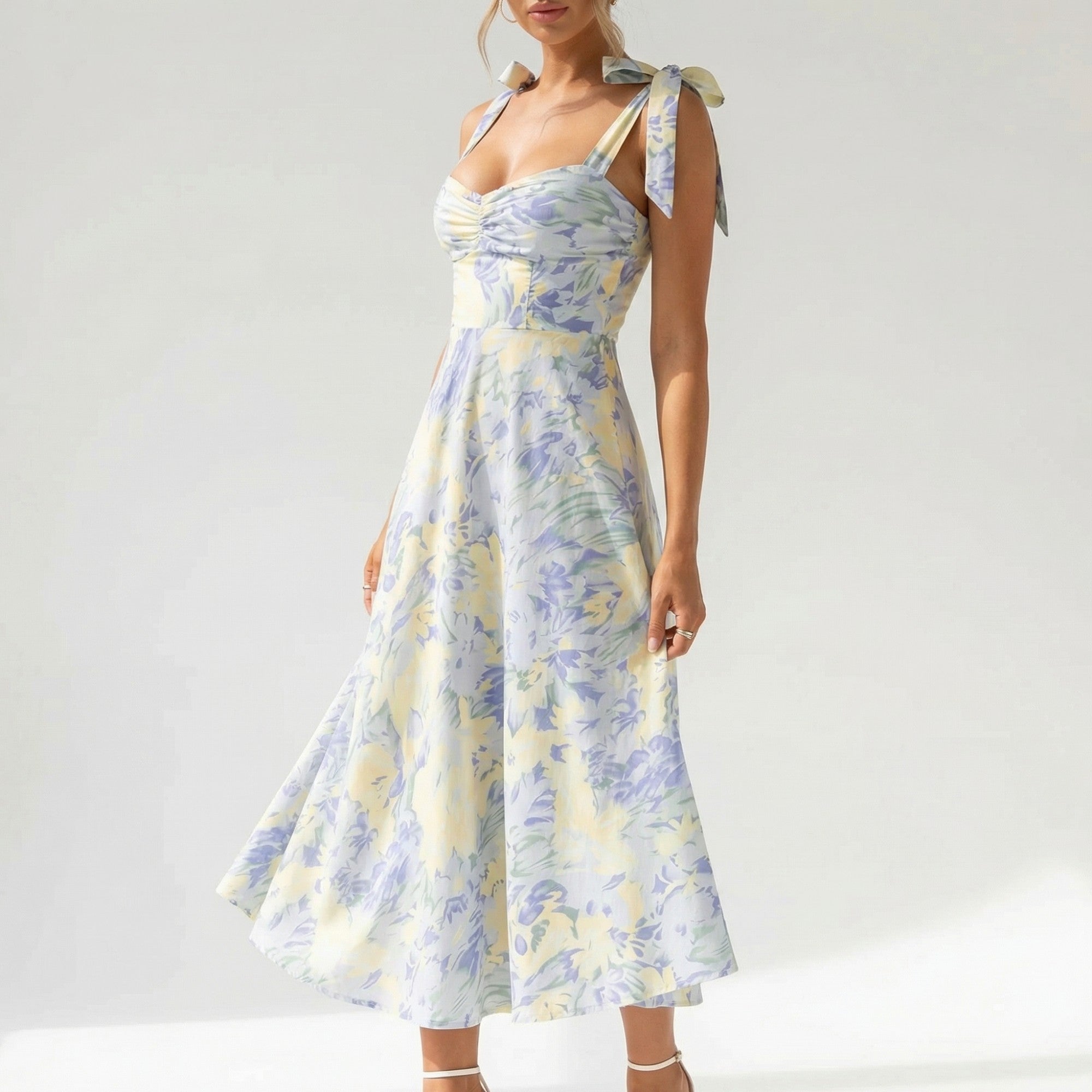 midi empire waist cocktail dress Women's Pastel Floral – Sweetheart Neck Garden – Cecuf searchable:Keyhole color:Graphite ACANTHUS, a Backless Fairy