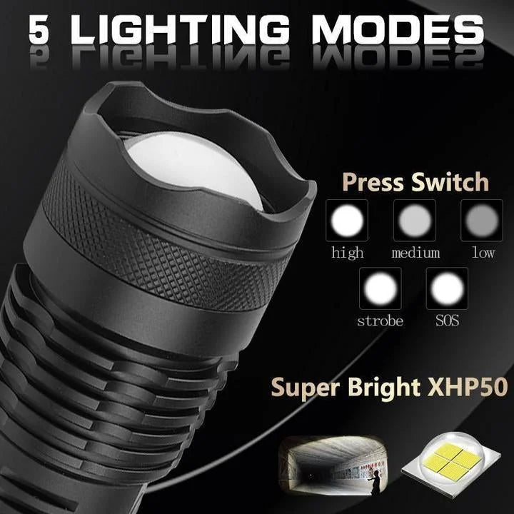 Rechargeable Tactical LED Flashlight with Zoom
