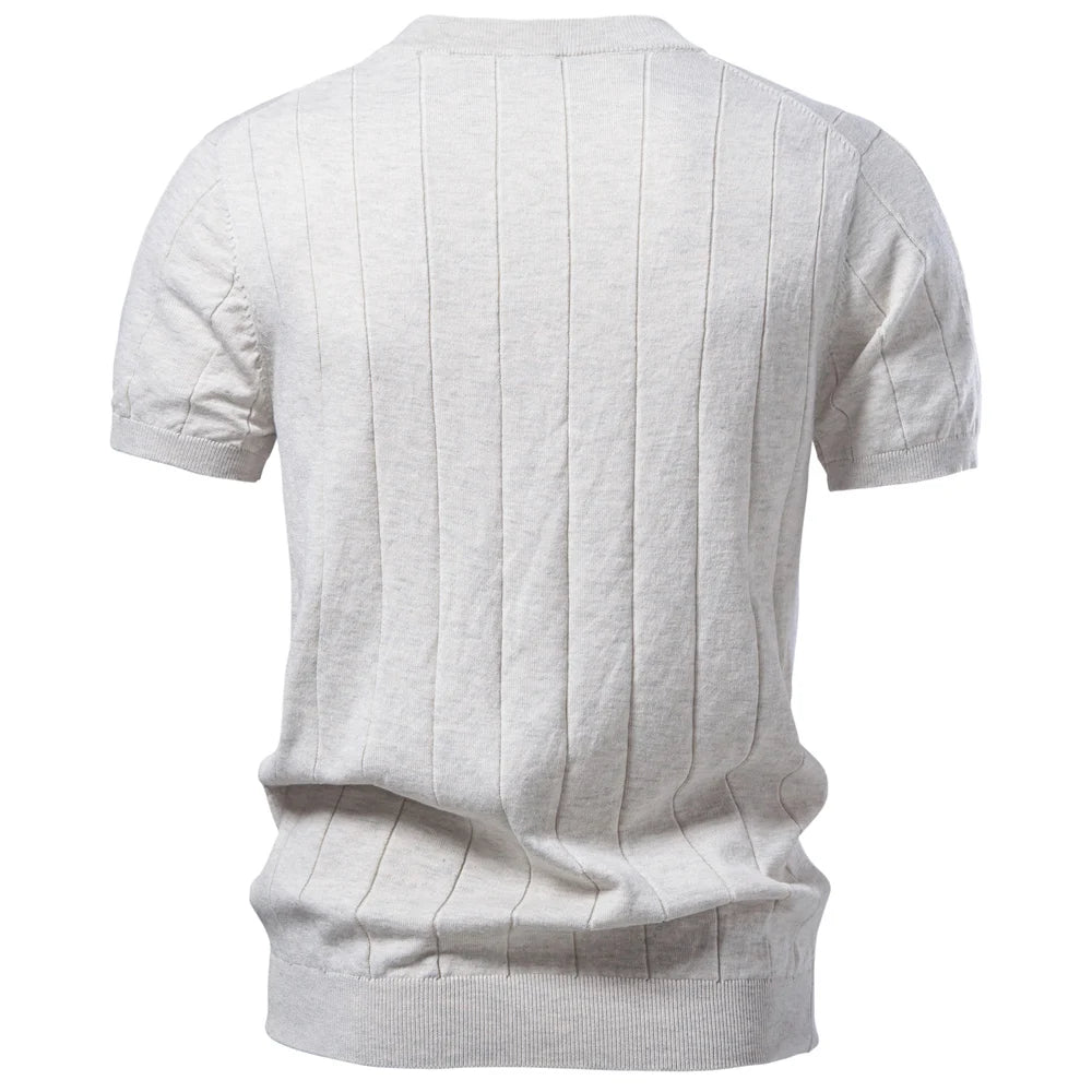 Men’s 100% Cotton Striped T-Shirt – Soft O-Neck Casual Summer Top