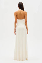 Women’s Halter Neck Maxi Dress – Goddess Draped Elegant Evening Gown