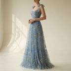 Mint Green Tea-Length Party Dress – Adjustable Strap Tulle Formal Dress for Weddings & Prom