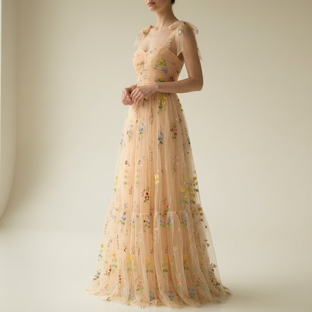 Mint Green Tea-Length Party Dress – Adjustable Strap Tulle Formal Dress for Weddings & Prom