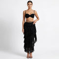 Altheira Lace Corset Two-Piece Set – Tiered Guipure Bustier & Cascading Maxi Skirt