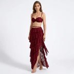 Altheira Lace Corset Two-Piece Set – Tiered Guipure Bustier & Cascading Maxi Skirt