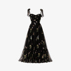 Amarante Embroidered Tulle Gown – Floral A-Line Fairytale Evening Dress