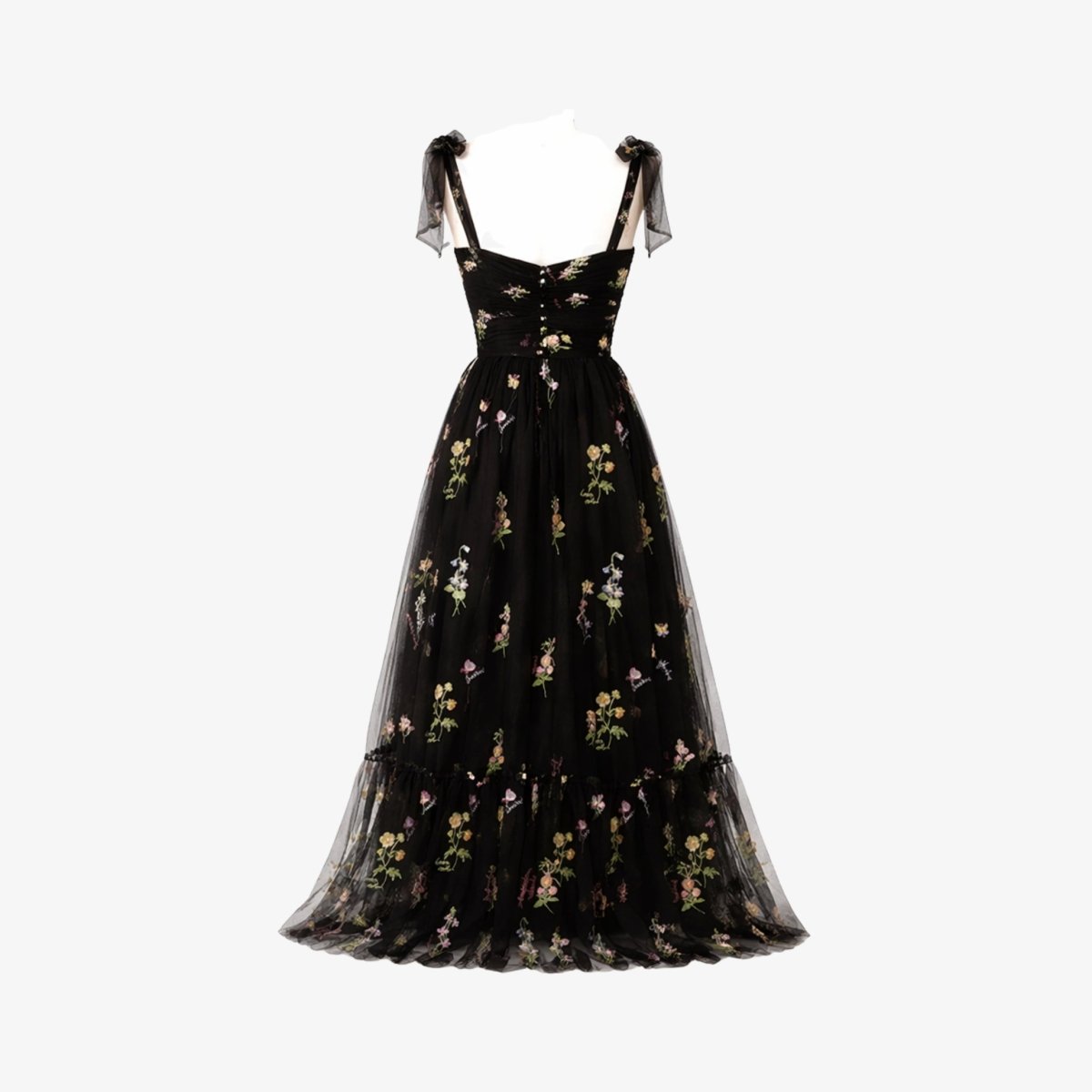 Amarante Embroidered Tulle Gown – Floral A-Line Fairytale Evening Dress