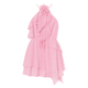 Women’s Anneliese Halter Romper Dress – Dusty Rose Silk Chiffon Layered Ruffle Mini Dress with Floral Neck Detail for Weddings, Resort & Party Wear