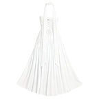 Women’s Aphrodite Strapless Pleated Gown – Asymmetrical White Evening Dress with Scarf Neckline for Weddings, Galas & Formal Events