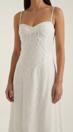 Arabelle Lace Maxi Dress — Women’s Floral Jacquard Sweetheart Strap Elegant Bridal Evening Gown