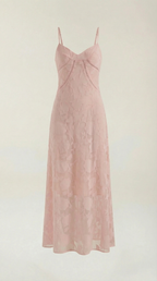 Arabelle Lace Maxi Dress — Women’s Floral Jacquard Sweetheart Strap Elegant Bridal Evening Gown