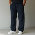 Women’s White Linen Wide-Leg Pants – High Waist Drawstring Relaxed Summer Trousers