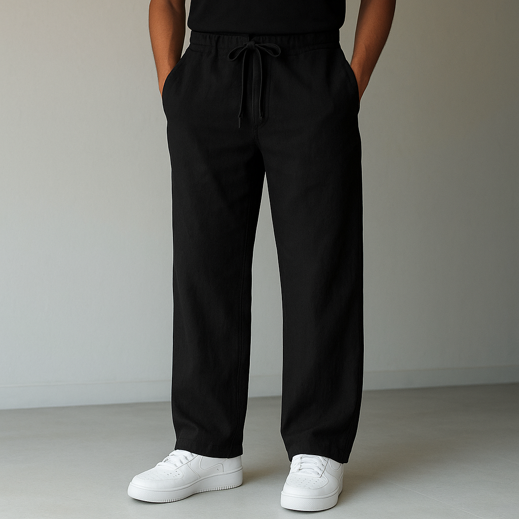 Men’s Gossamer Linen Drawstring Pants – Lightweight Breathable Summer Trousers with Deep Pockets