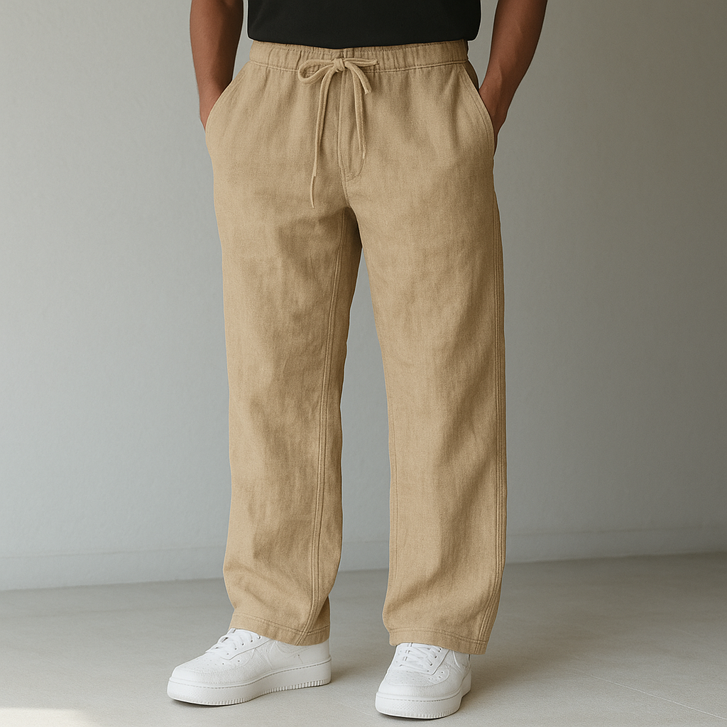 Men’s Gossamer Linen Drawstring Pants – Lightweight Breathable Summer Trousers with Deep Pockets