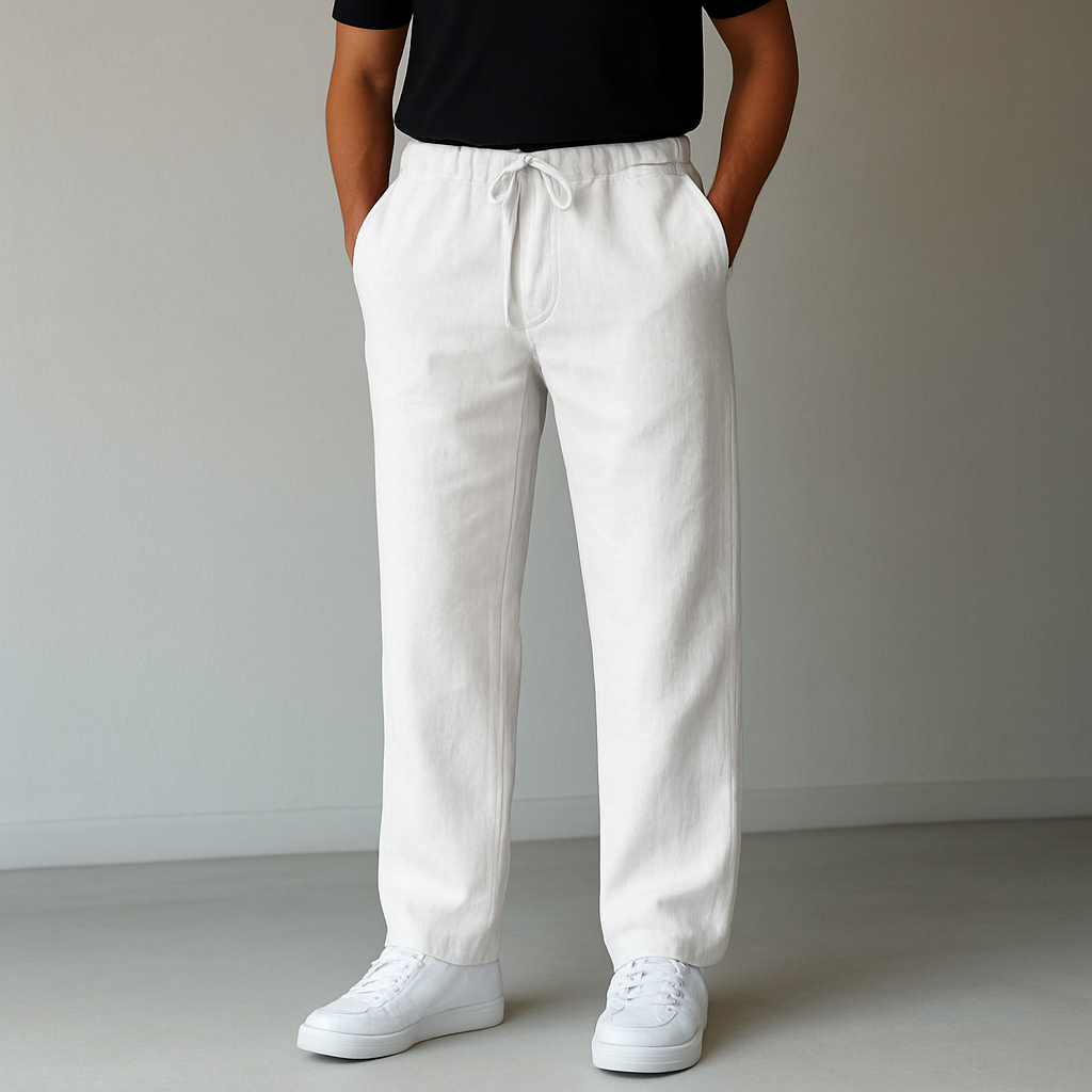 Men’s Gossamer Linen Drawstring Pants – Lightweight Breathable Summer Trousers with Deep Pockets