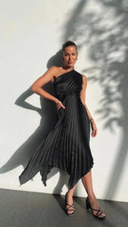Victoria One-Shoulder Midi Dress for Women – Sleek Elegant Bodycon Evening Dress