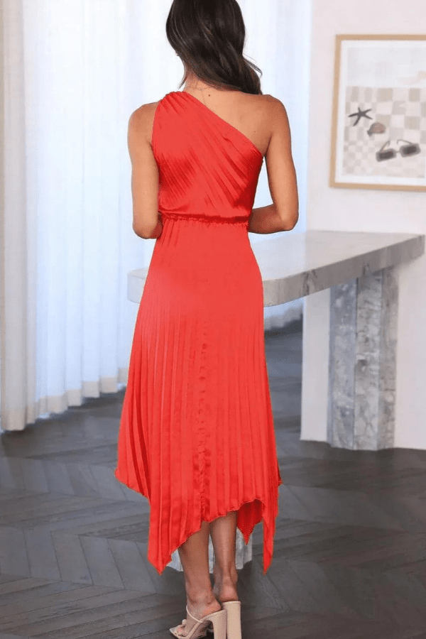 Victoria One-Shoulder Midi Dress for Women – Sleek Elegant Bodycon Evening Dress