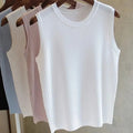 Ava Sleeveless Knitted Vest Top — Women’s Lightweight O-Neck Summer Knit Tank Casual Layering Top