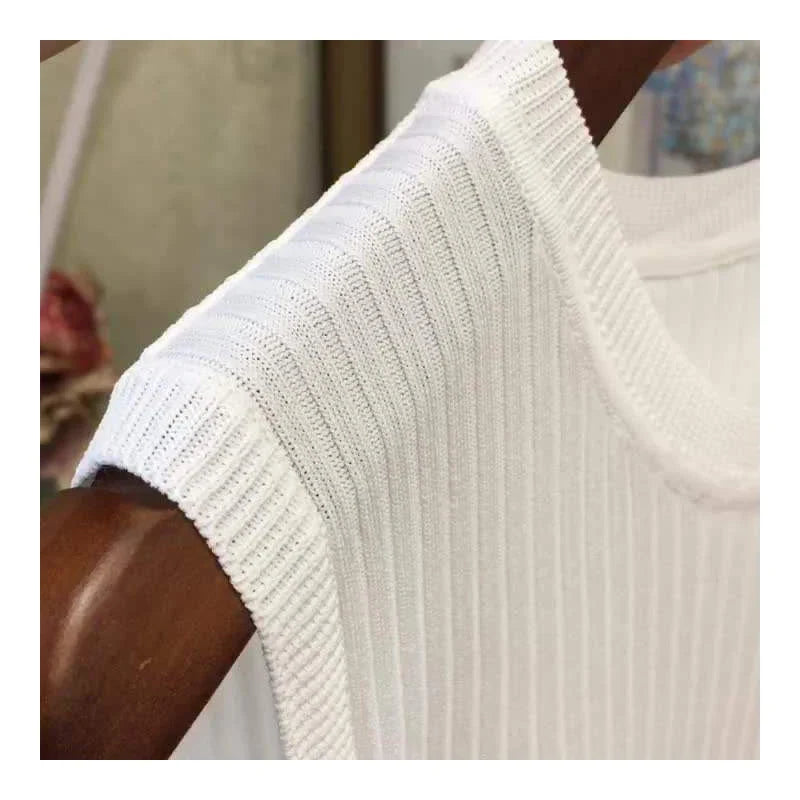 Ava Sleeveless Knitted Vest Top — Women’s Lightweight O-Neck Summer Knit Tank Casual Layering Top