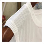 Ava Sleeveless Knitted Vest Top — Women’s Lightweight O-Neck Summer Knit Tank Casual Layering Top