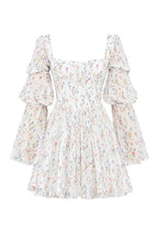 Seraphina Floral Chiffon Midi Dress – Romantic Puff Sleeve Tiered Summer Dress