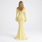 Isla Off-Shoulder Lace Mermaid Gown – Corded Floral Couture Evening Dress