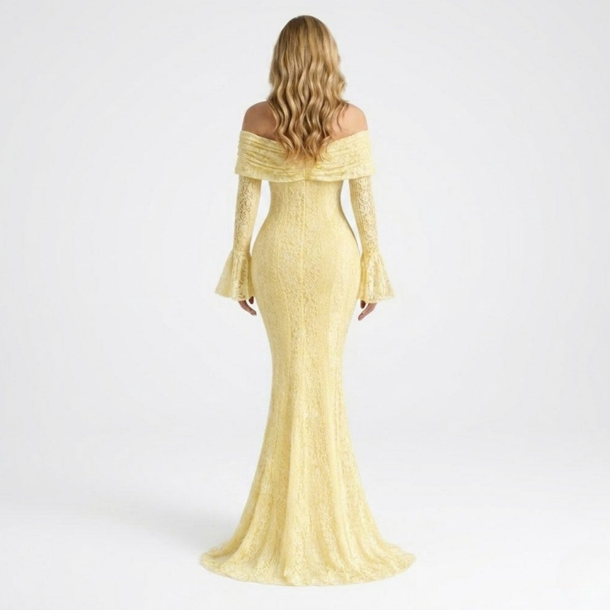 Isla Off-Shoulder Lace Mermaid Gown – Corded Floral Couture Evening Dress