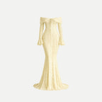 Isla Off-Shoulder Lace Mermaid Gown – Corded Floral Couture Evening Dress