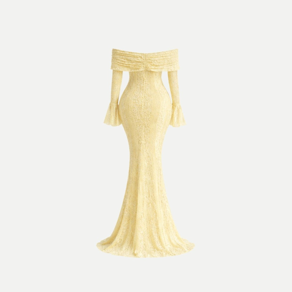 Isla Off-Shoulder Lace Mermaid Gown – Corded Floral Couture Evening Dress