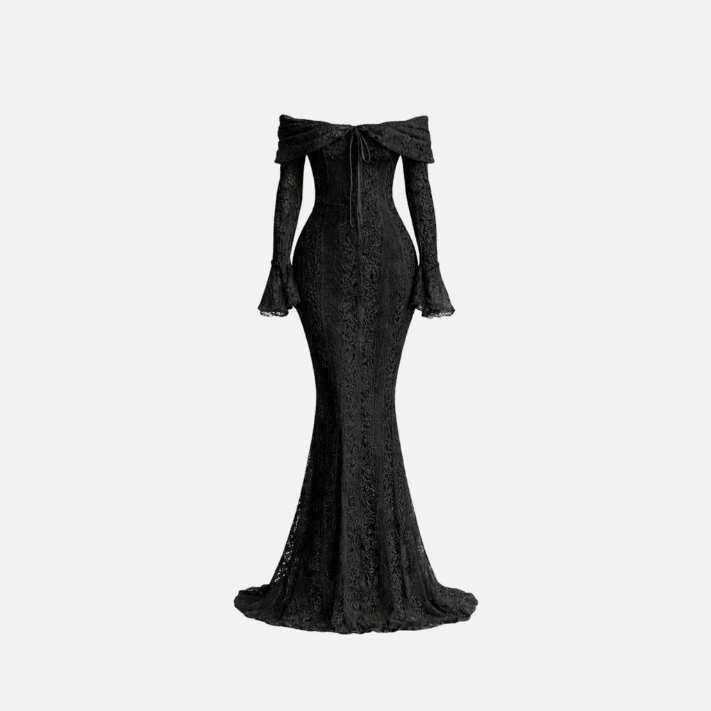 Isla Off-Shoulder Lace Mermaid Gown – Corded Floral Couture Evening Dress