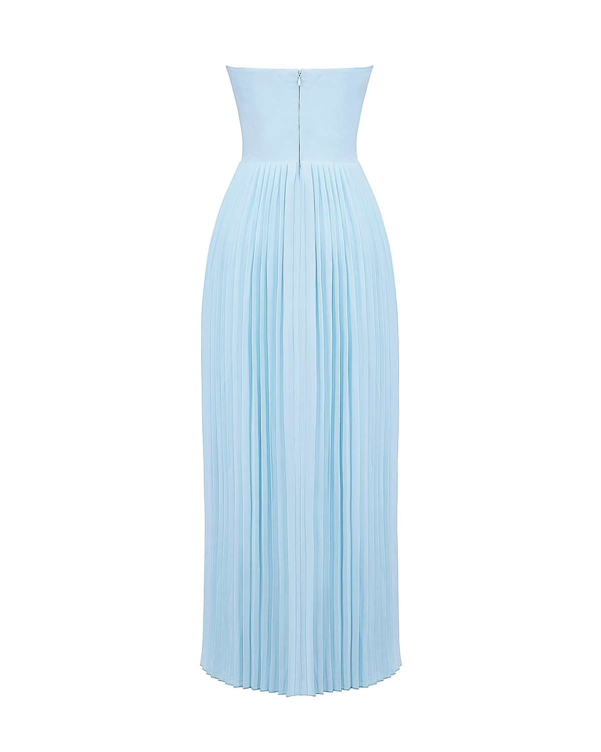 Women’s Ocean Blue Chiffon Maxi Dress – Corset Bodice Pleated Elegant Romantic Gown