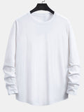 Classic 100% Cotton Everyday Long Sleeve Cotton Arc Hem T-Shirt