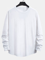 Classic 100% Cotton Everyday Long Sleeve Cotton Arc Hem T-Shirt
