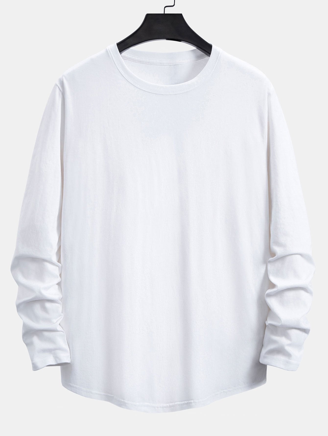 Classic 100% Cotton Everyday Long Sleeve Cotton Arc Hem T-Shirt