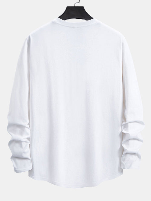 Classic 100% Cotton Everyday Long Sleeve Cotton Arc Hem T-Shirt