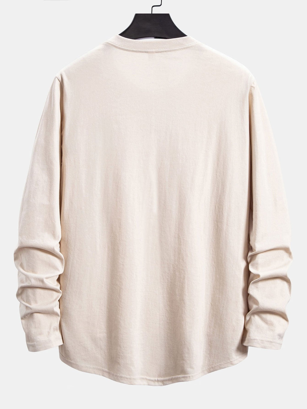 Classic 100% Cotton Everyday Long Sleeve Cotton Arc Hem T-Shirt