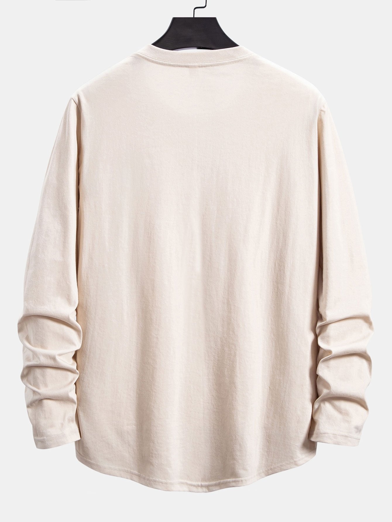 Classic 100% Cotton Everyday Long Sleeve Cotton Arc Hem T-Shirt