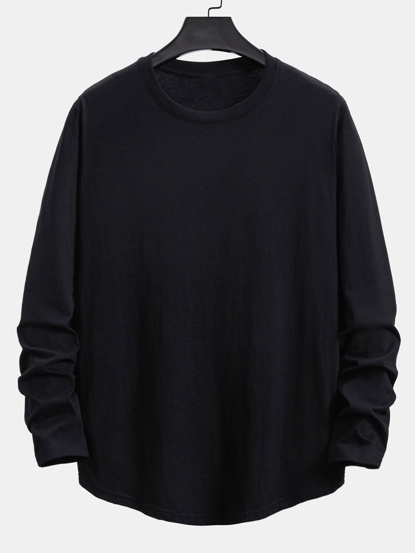 Classic 100% Cotton Everyday Long Sleeve Cotton Arc Hem T-Shirt