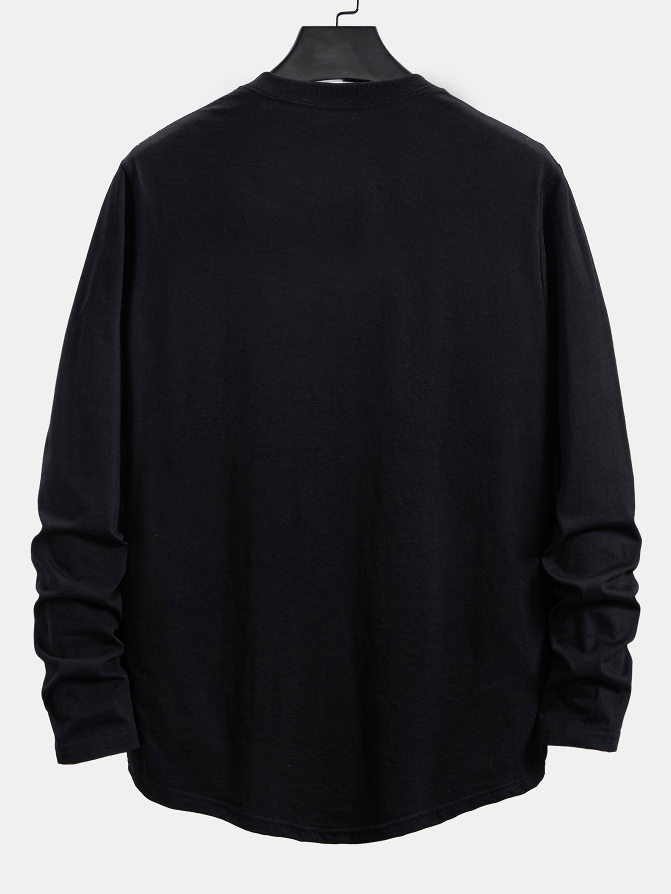 Classic 100% Cotton Everyday Long Sleeve Cotton Arc Hem T-Shirt