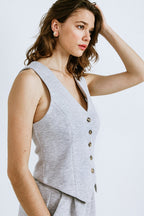 Women’s Elegant Vest Top — Tailored Fit Sleeveless Blazer Style Waistcoat Formal Casual Layering Piece