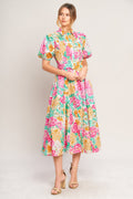 Women's Dress with Puff Sleeves & Full Circle Skirt
