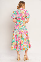 Women's Dress with Puff Sleeves & Full Circle Skirt