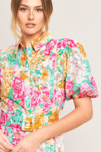 Women's Dress with Puff Sleeves & Full Circle Skirt