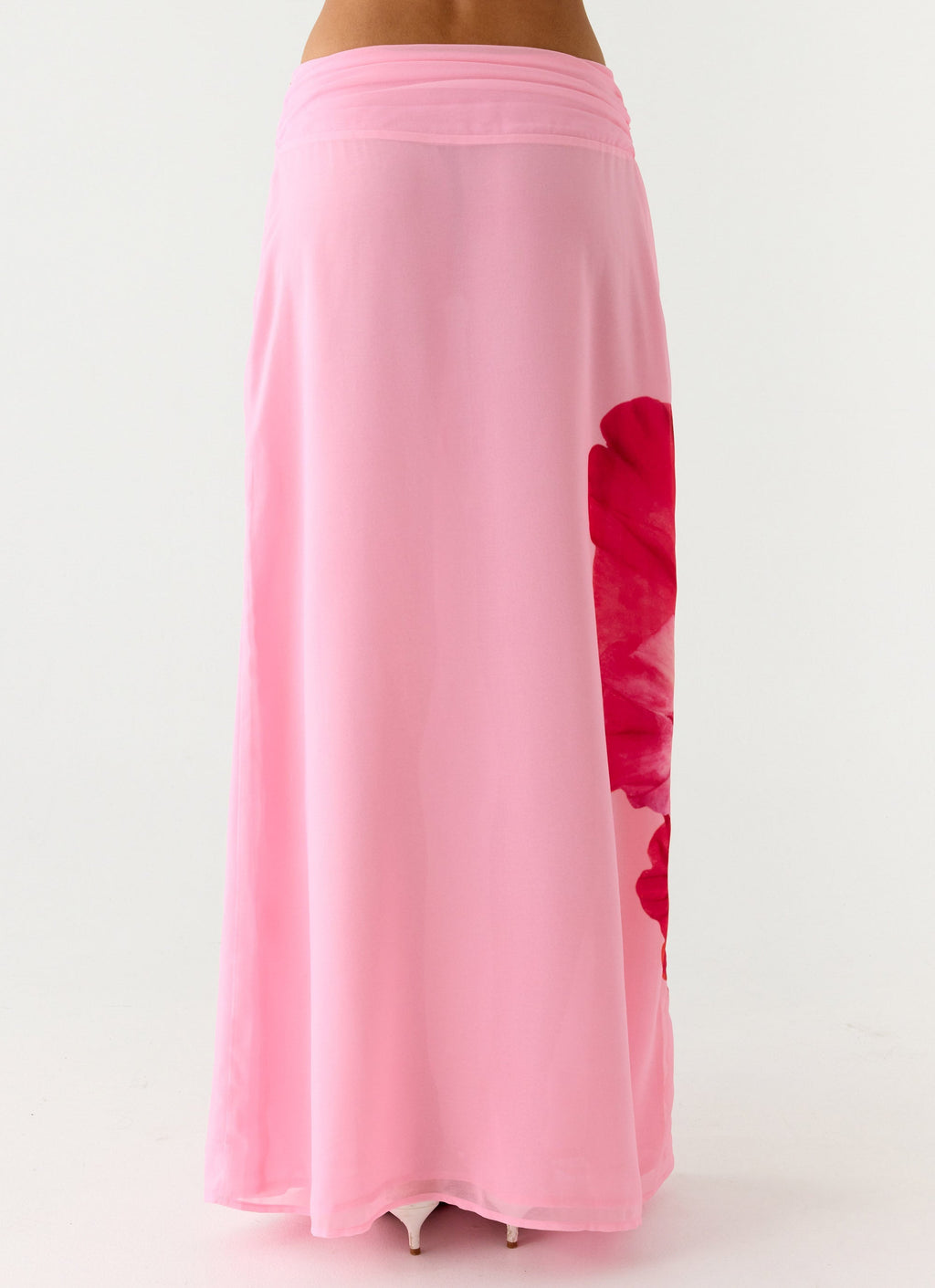 Blushing Bloom | Maxi Skirt with Ruched Waistband | Elegant Flowing Design for Effortless Style