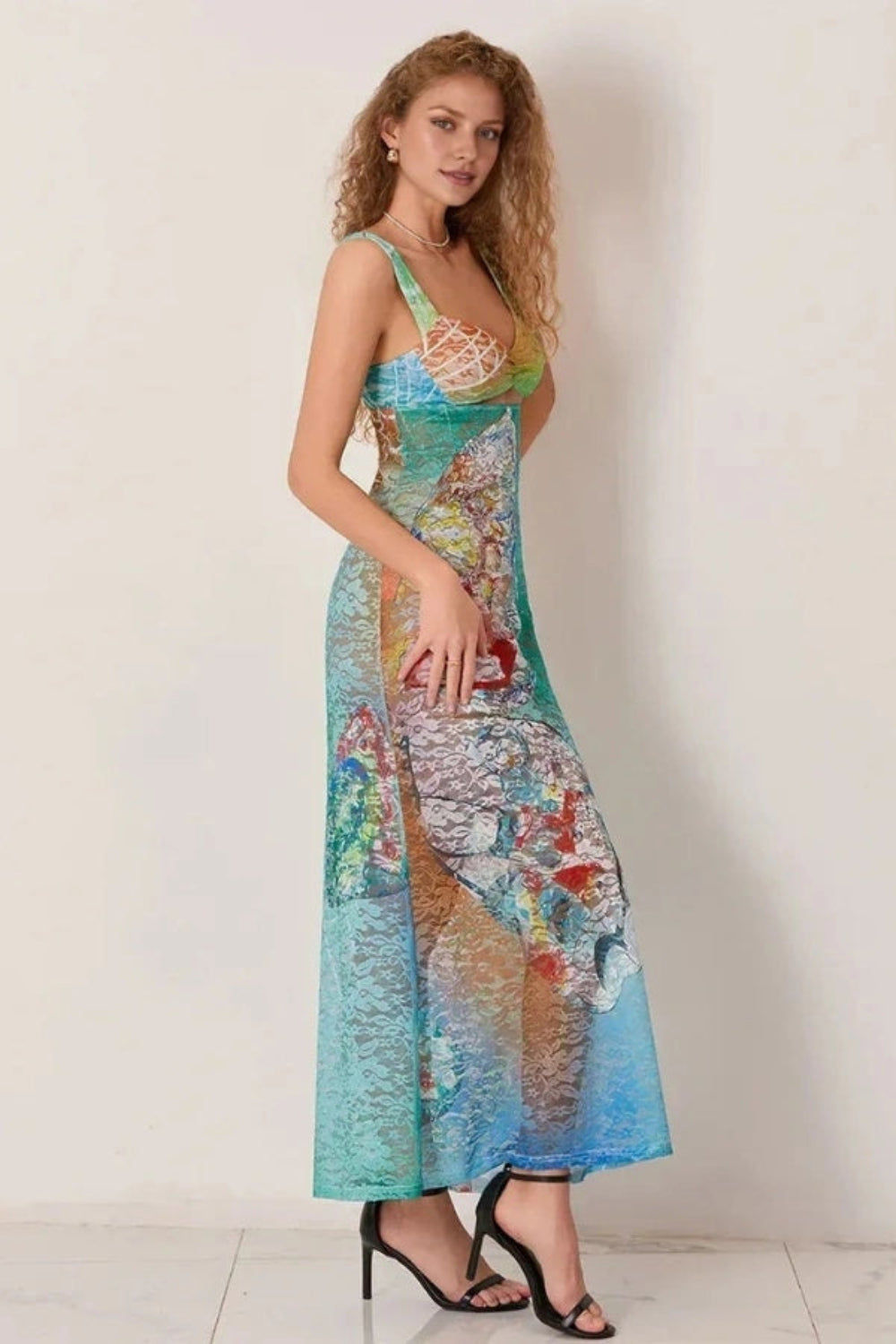 Kouvr Brielle Lace Mesh Gown – Luxury Artistic Statement Evening Dress for Women