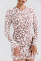Evelina 3D Floral Sequin Open Back Dress for Women – Romantic Statement Occasion Dress