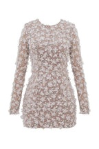 Evelina 3D Floral Sequin Open Back Dress for Women – Romantic Statement Occasion Dress