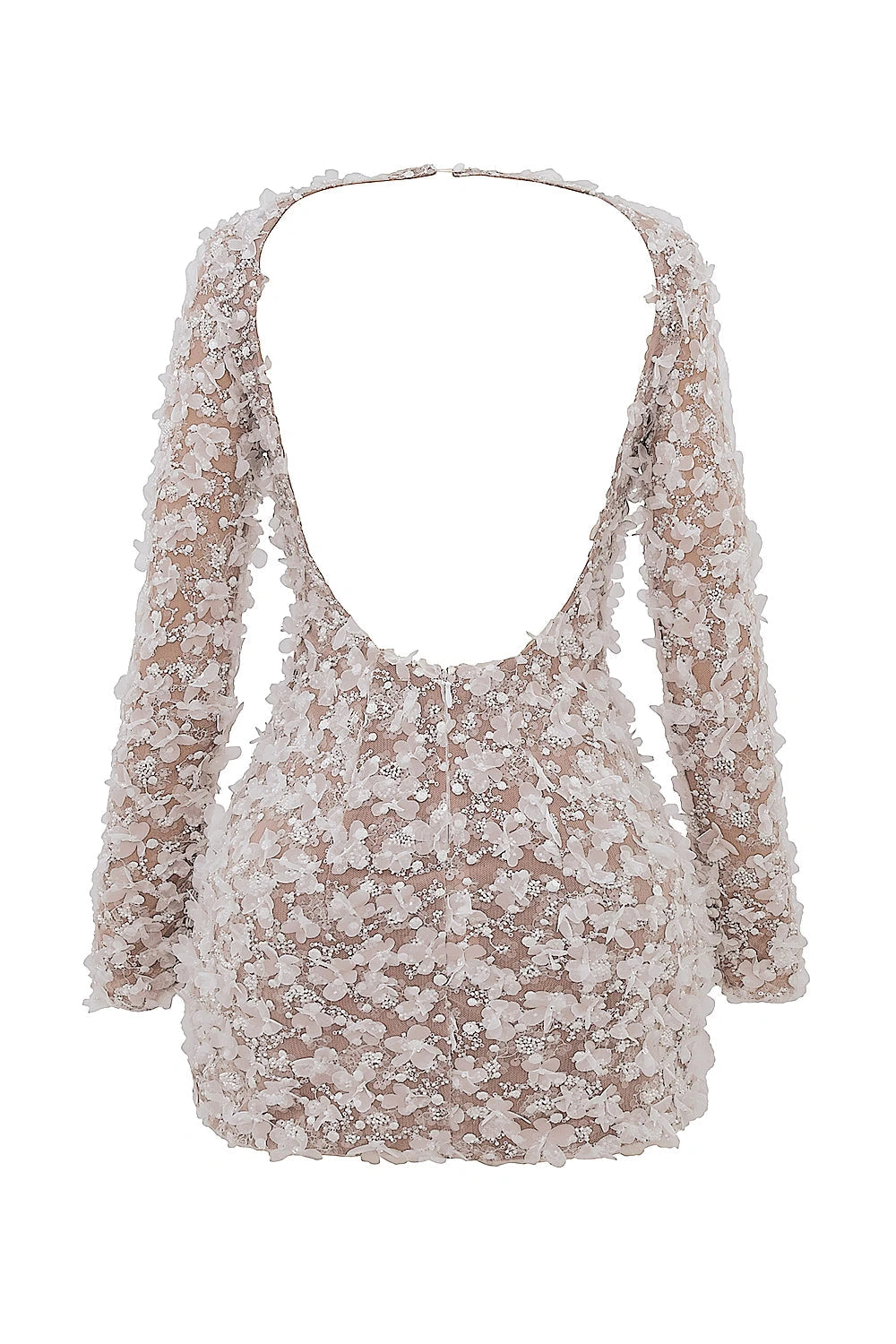 Evelina 3D Floral Sequin Open Back Dress for Women – Romantic Statement Occasion Dress