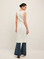 Women’s V-Neck Knit Midi Dress — Sleeveless Slim Fit Plain Elegant Casual Leisure Dress