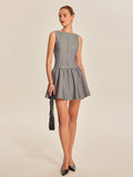 Women’s Sleeveless Crew Neck Mini Dress — Plain Elegant Short Dress for Work, Party & Casual Wear with Invisible Zipper