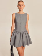 Women’s Sleeveless Crew Neck Mini Dress — Plain Elegant Short Dress for Work, Party & Casual Wear with Invisible Zipper